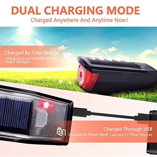 Solar Powered Rechargeable Bike Light and Bell Set