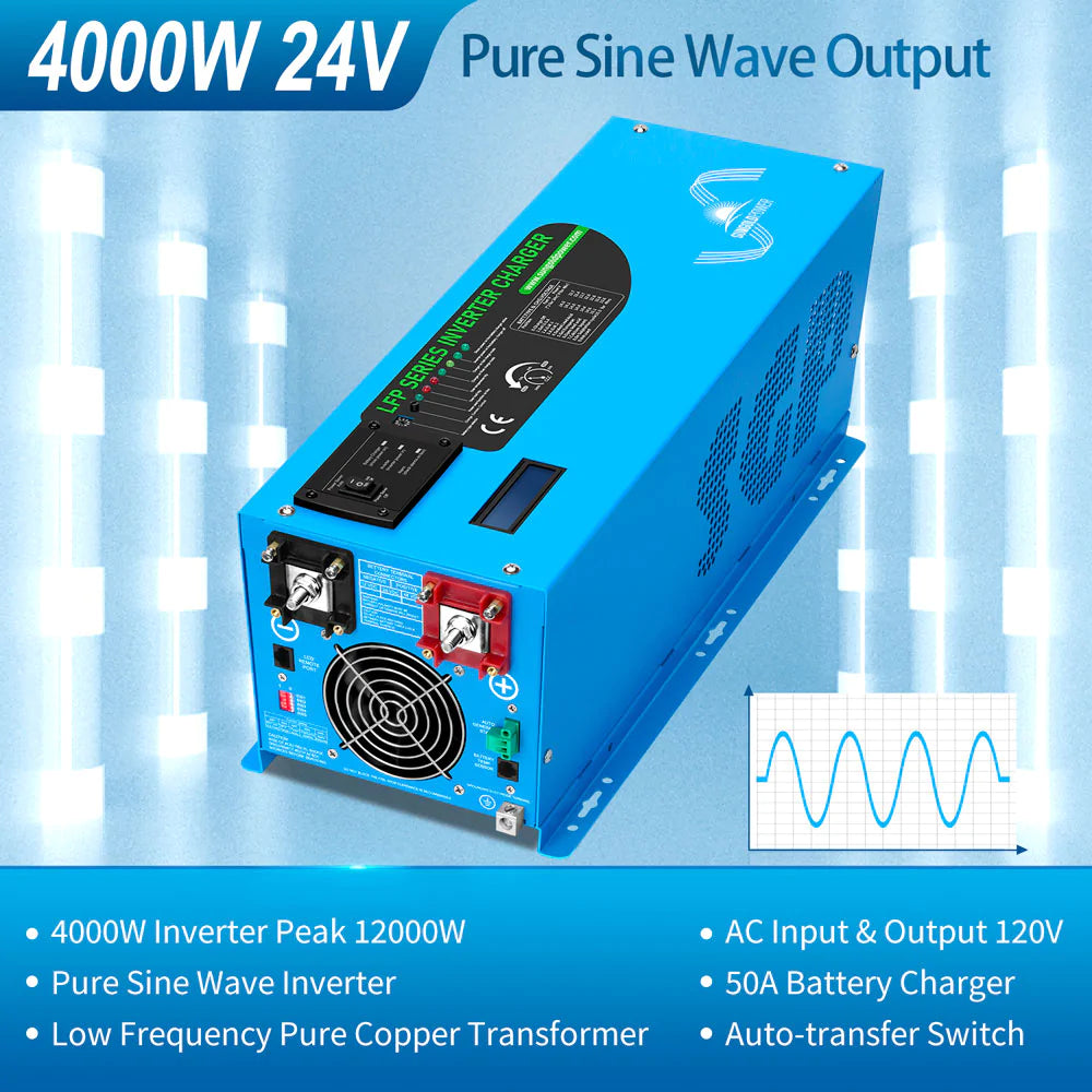 SunGoldPower 4000W DC 24V Pure Sine Wave Inverter with Charger
