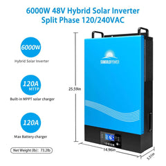 SunGoldPower 6000W 48V Split Phase Pure Sine Wave Hybrid Solar Inverter