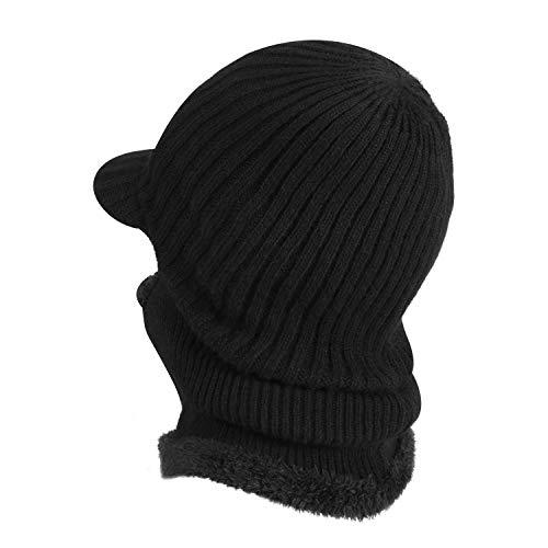 TAGVO Winter Unisex Knitted Balaclava Face Mask Cover with Touch Screen Gloves, Thick Warm Fleece Lining Beanies Hat Elastic Neck Warmer, Windproof Thermal Skiing Mask for Adults Outdoor Sports